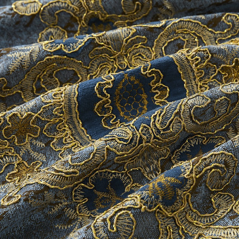 Blauwe Champagne Gouden Romeinske borduerde gerdynstoffen